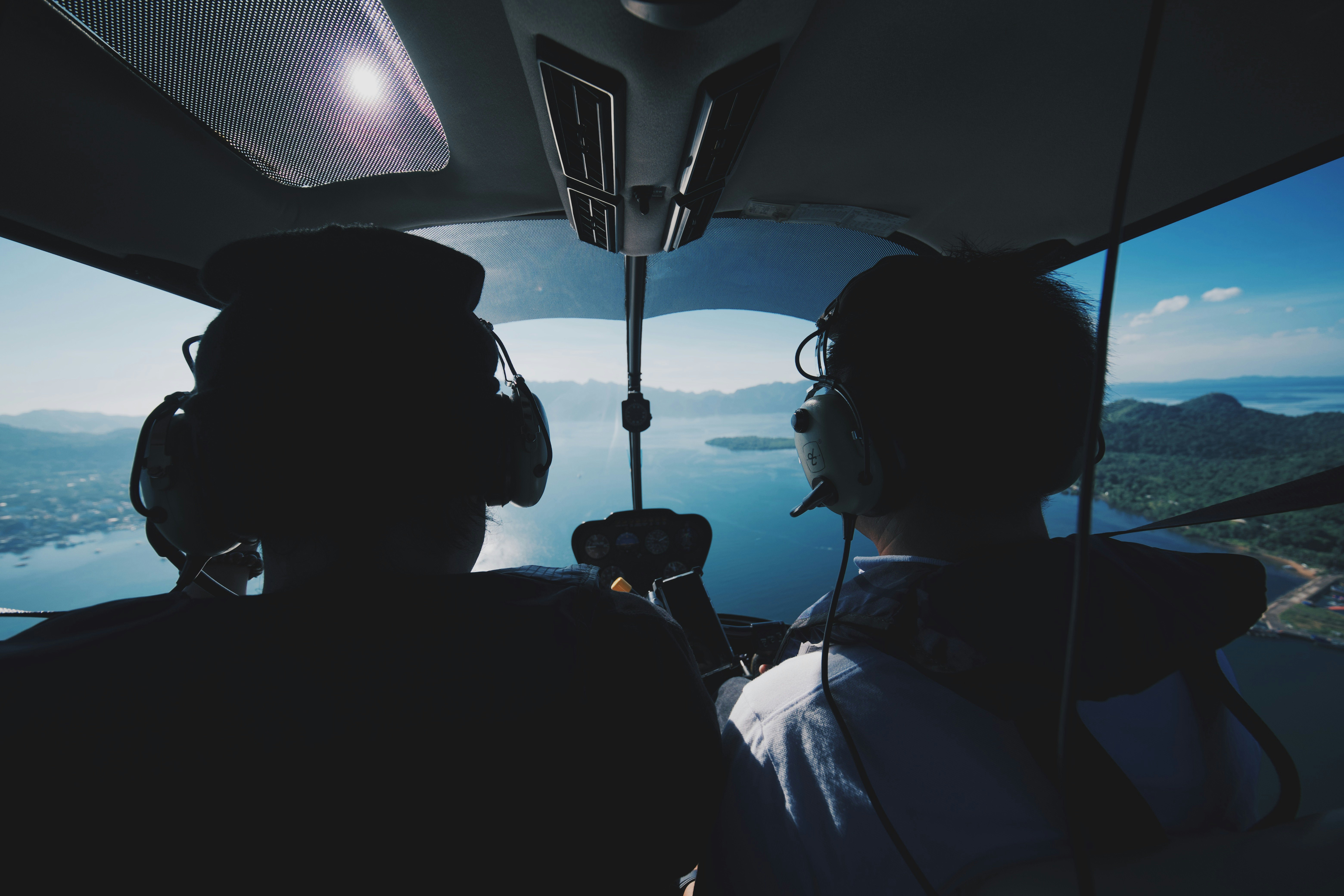 two pilot riding airplane